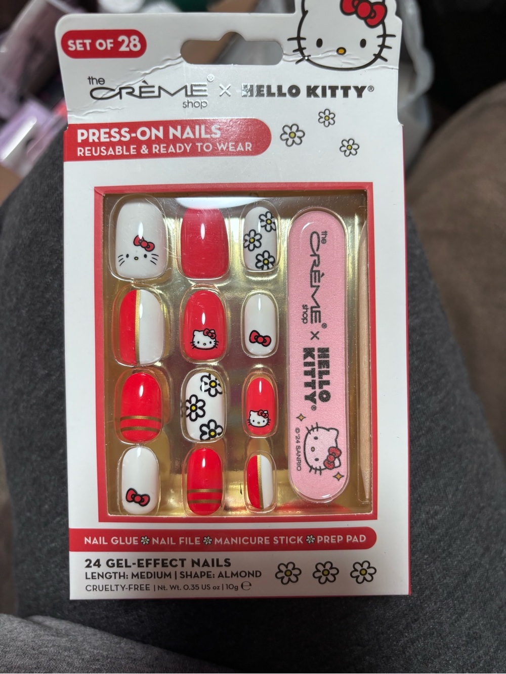 Hello Kitty Red & White Gel-Effect Press-On Nails by The Crème Shop